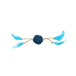 BUBA kot Wiklinowa kulka z piórami niebieska 5596