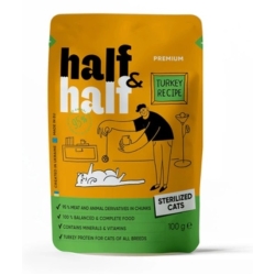 Half&Half "Sterilised" mokra karma dla dorosłych kotów - indyk w galarecie 100 g