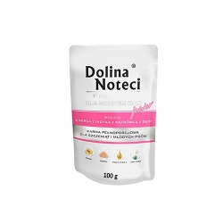 DOLINA NOTECI PREMIUM JUNIOR BOGATA W SERCA Z INDYKA Z WĄTRÓBKĄ Z GĘSI 100 g