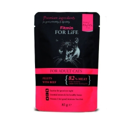 FITMIN FOR LIFE CAT POUCH ADULT BEEF 85G