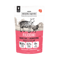 Wiejska Zagroda Karma mokra dla kota Fileciki Kurczak z jagnięciną (dorosły) 85g (12 szt/op)