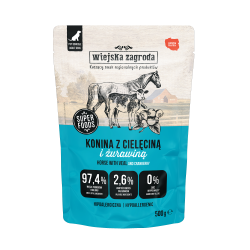Wiejska Zagroda Karma mokra dla psa Konina z cielęciną (dorosły) 500g